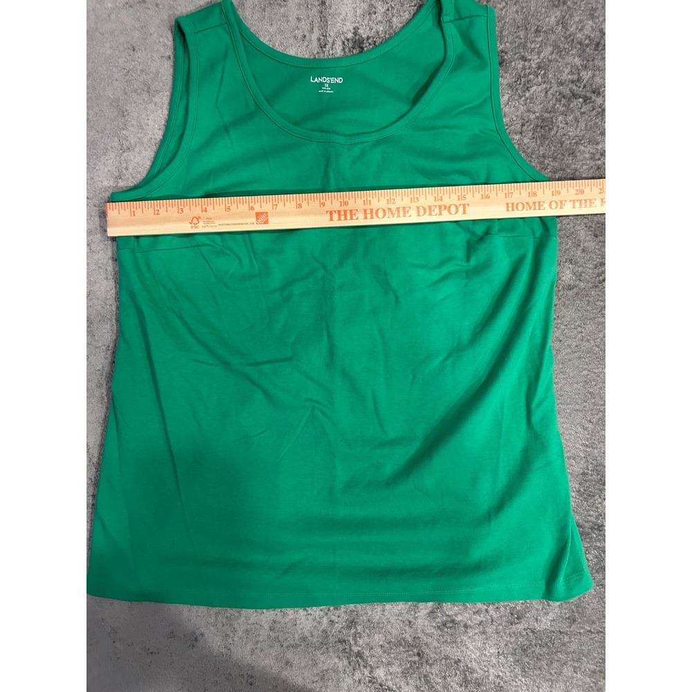 Lands End Womens 1X Green Cotton Tank Top Plus Size 16W-18W. Minimalist. - Picture 5 of 6